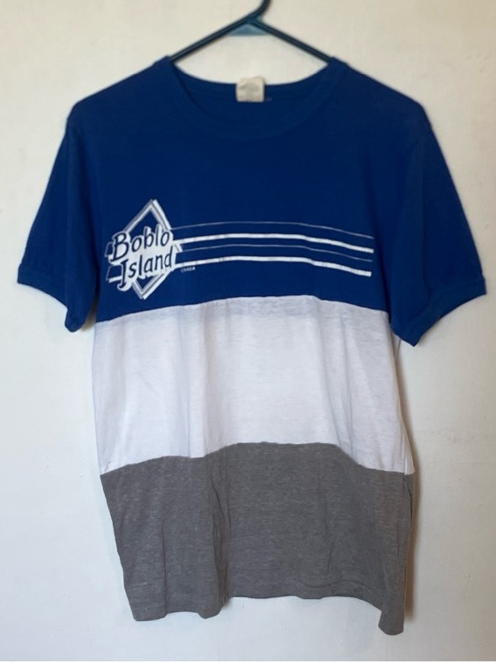 Vintage 80s boblo island Canada ringer t-shirt size Large